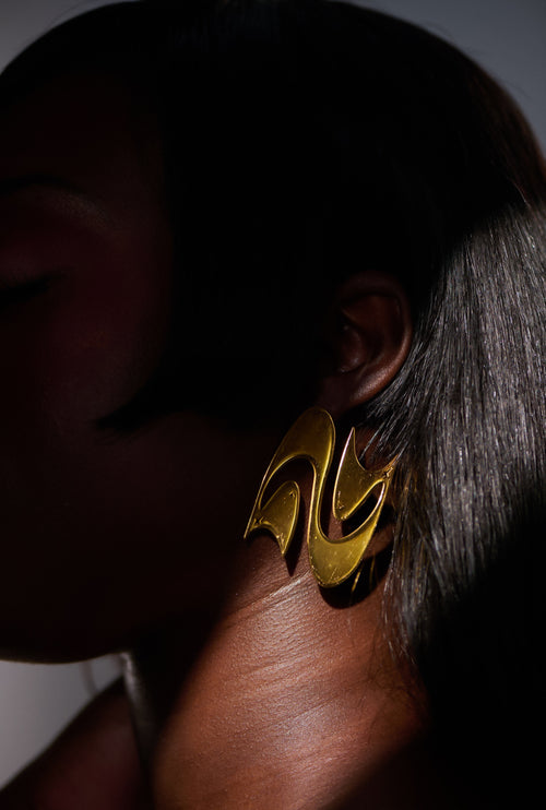 GOLD Twin Cat “oversized” earrings