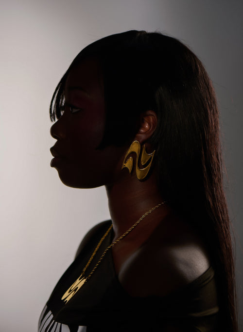 GOLD Twin Cat “oversized” earrings