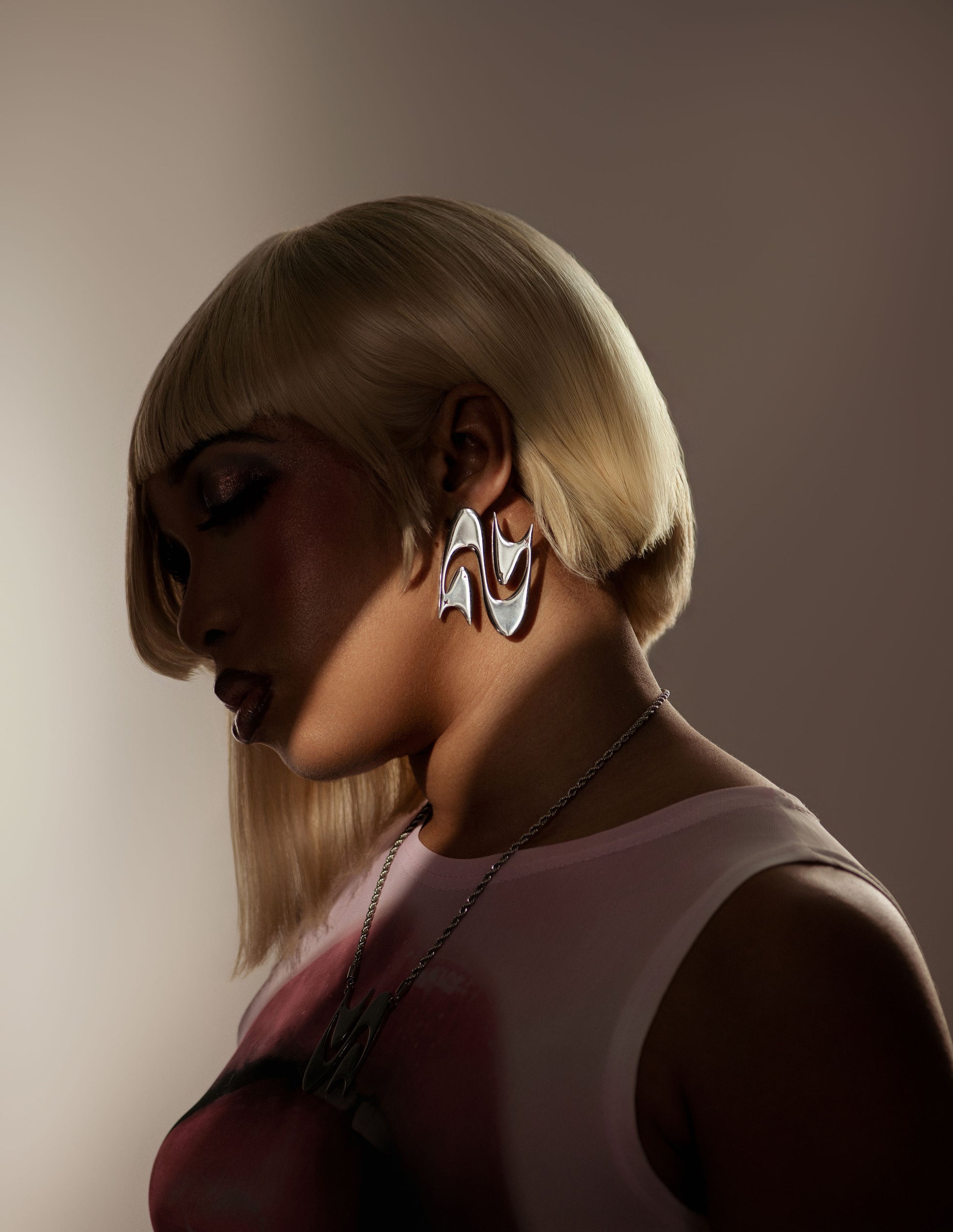 SILVER Twin Cat “oversized” earrings